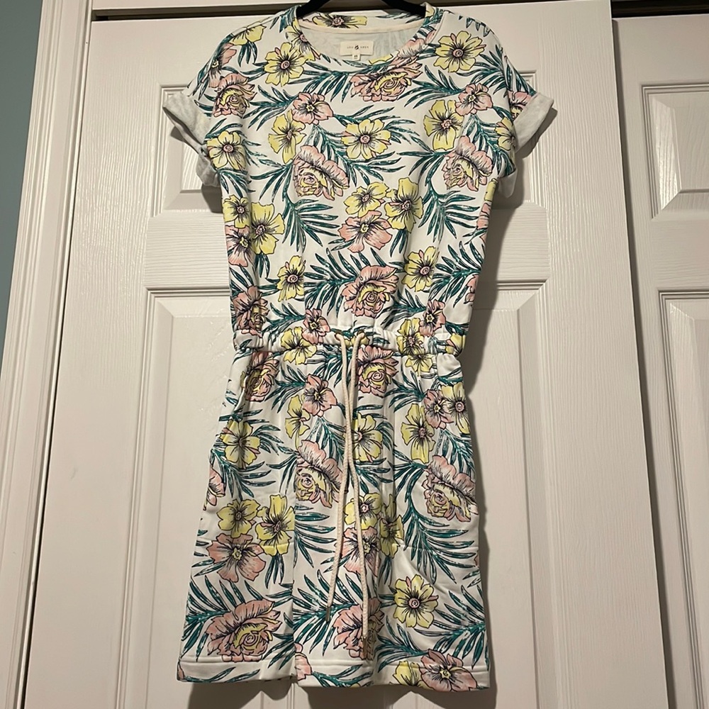 Lou & Grey 🌸 by The Loft Summer Tropical Flower Palm Dress XS 🌸